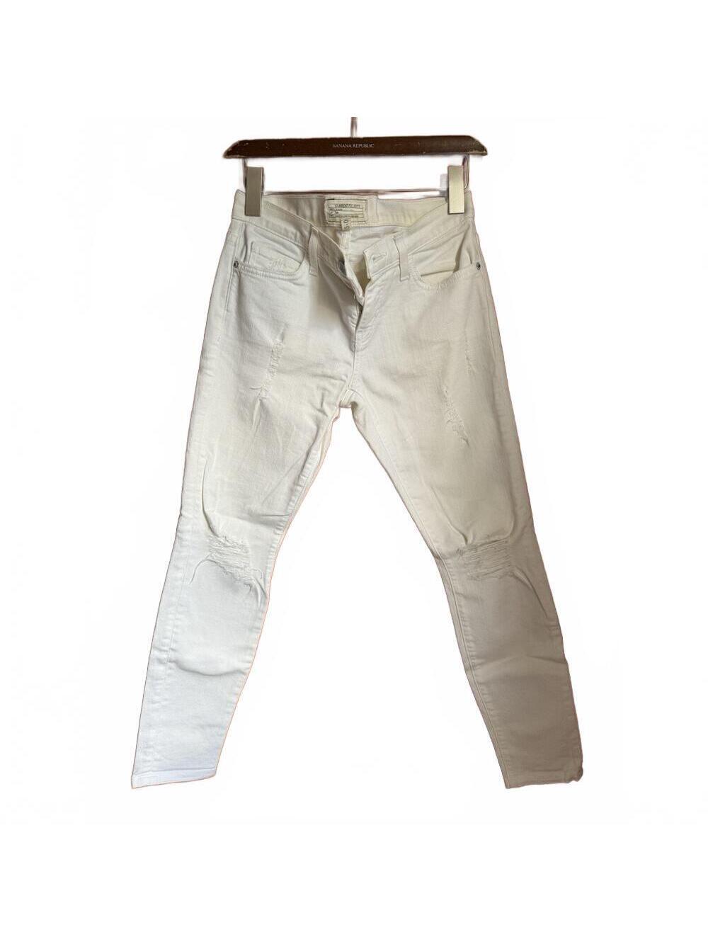 Current Elliot White Cotton Distressed White Boat Party Skinny Jeans Size 25